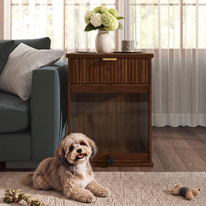 Dog Crate End Table with Charging Station and Storage by HouseOfZazla