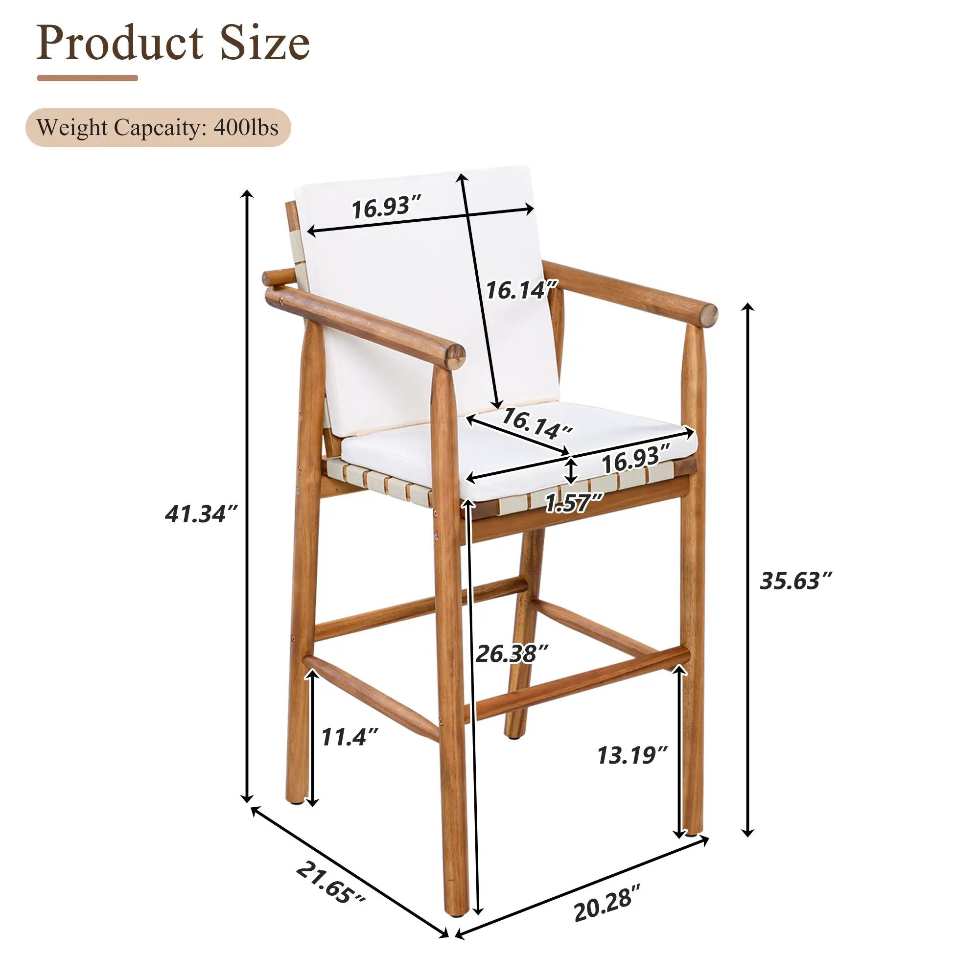 Outdoor Counter Height Bar Stools Set of 2 with Cushions by HouseOfZazla