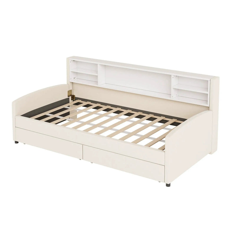 Luxurious Upholstered Platform Bed With Storage Drawers by HouseOfZazla