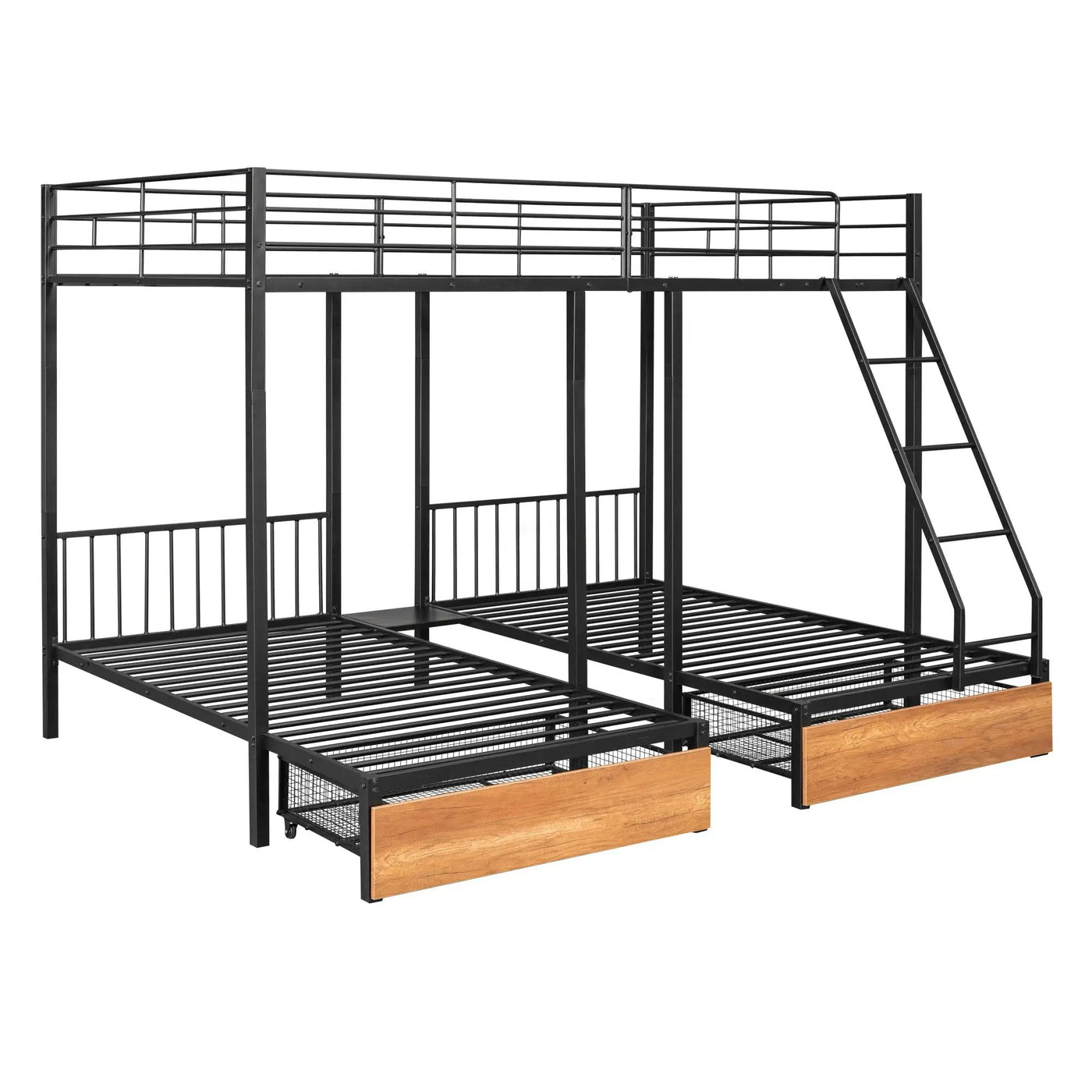 Triple Bunk Bed With Drawers And Guardrails by Unique Piece Furniture
