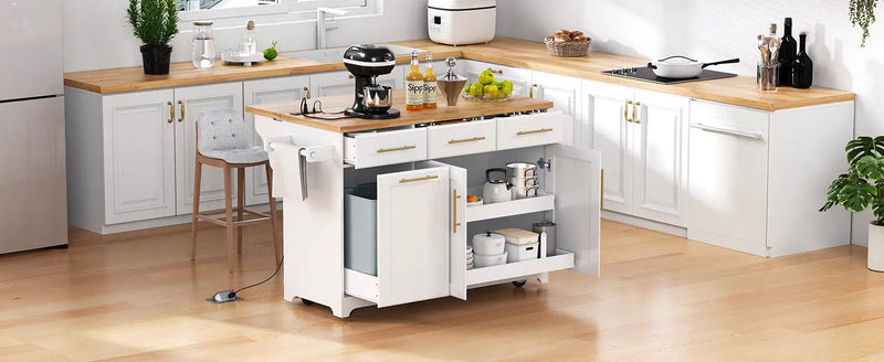 K&K 59.3" Kitchen Island with Storage & Rolling Cart by HouseOfZazla