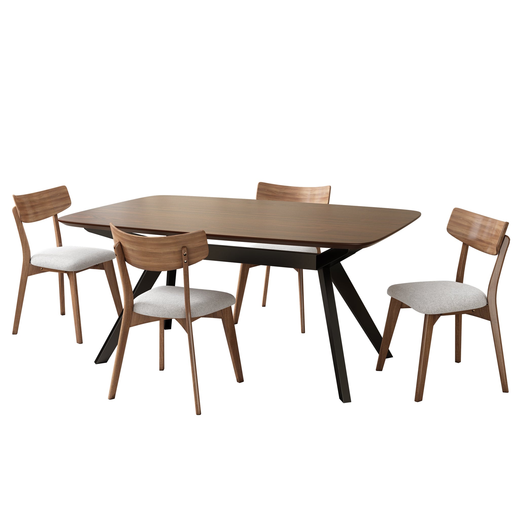 5-Pieces Upholstered Dining Set With Rubberwood Frame by HouseOfZazla