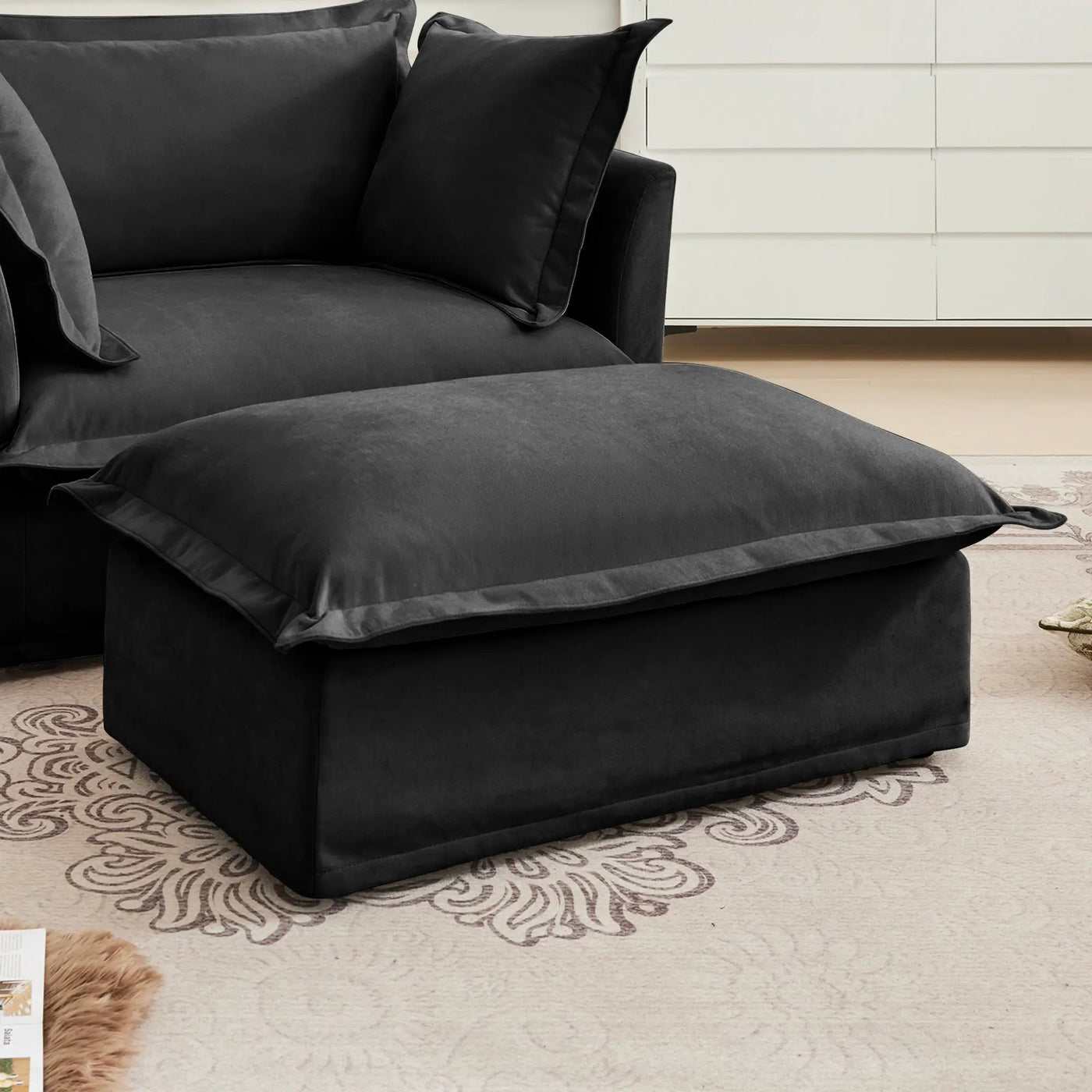 Luxurious Chenille Ottoman by HouseOfZazla