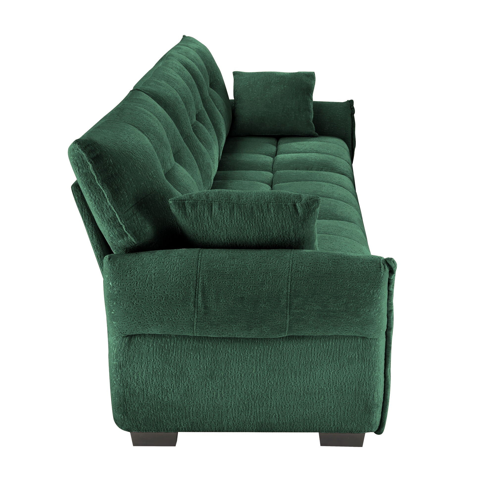 Elegant 3 Seater Sofa Set & Pillows Frame, High Rebound Cushions - Textured Green by HouseOfZazla