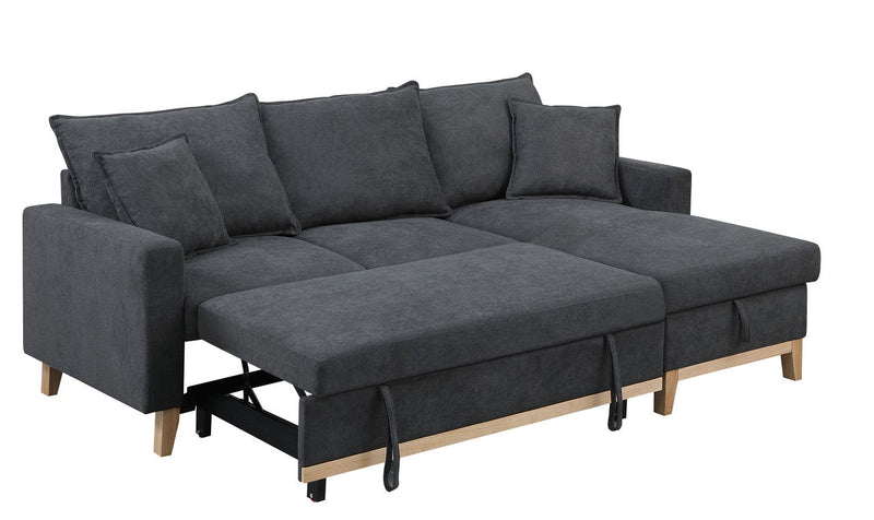 Colton - Reversible Sleeper Sectional Sofa With Storage Chaise - Dark Gray by HouseOfZazla