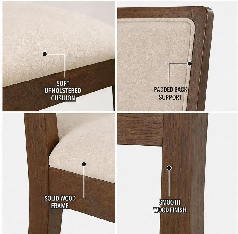Set of 2 Compact Rubber Wood Dining Chairs, photo 9 of 10