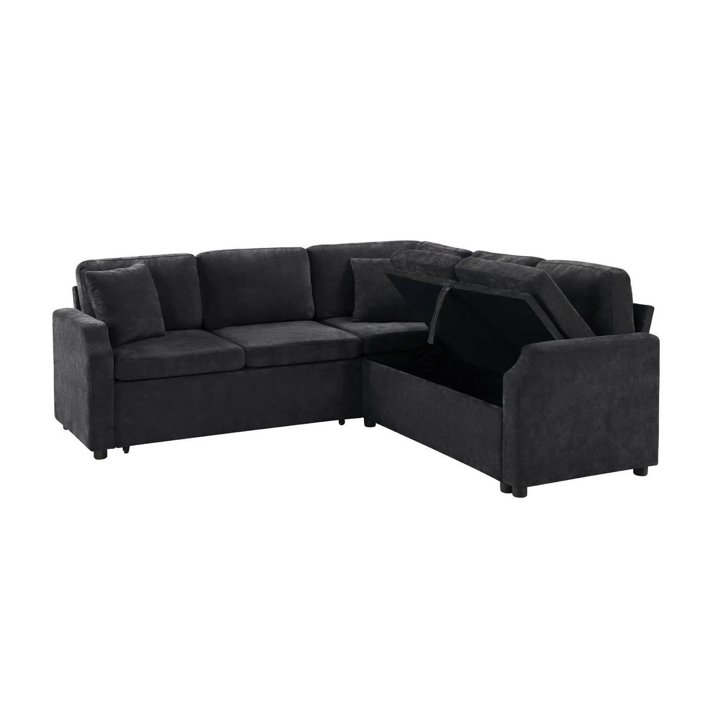 Modern L Shaped Sectional Sofa Bed With Hidden Storage Upholstery by HouseOfZazla