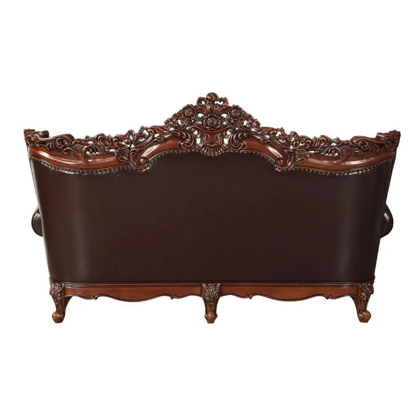 Forsythia - Sofa - Espresso Top Grain Leather Match & Walnut by Unique Piece Furniture
