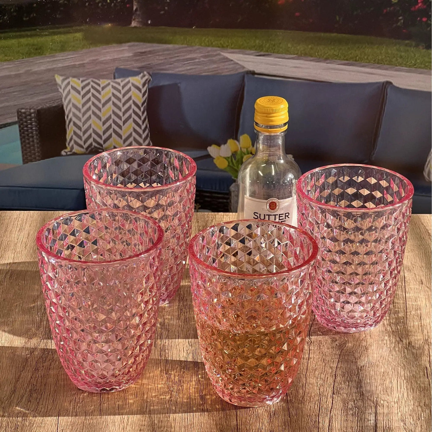 Leading Ware Diamond Cut Acrylic Glasses Drinking (Set of 4) by HouseOfZazla