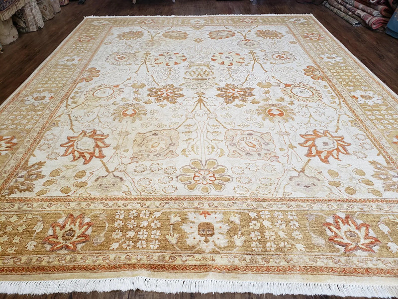 8x10 Oushak Rug, Pakistani Peshawar Wool Carpet, Beige Tan by Jewel Rugs