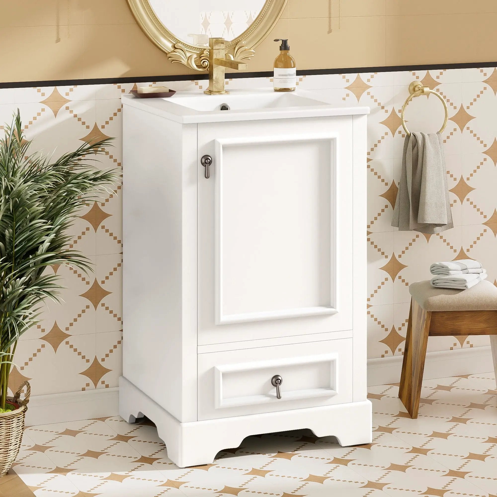 Bathroom Vanity With Sink, Soft Close Door, Adjustable U-Shaped Shelf by Unique Piece Furniture