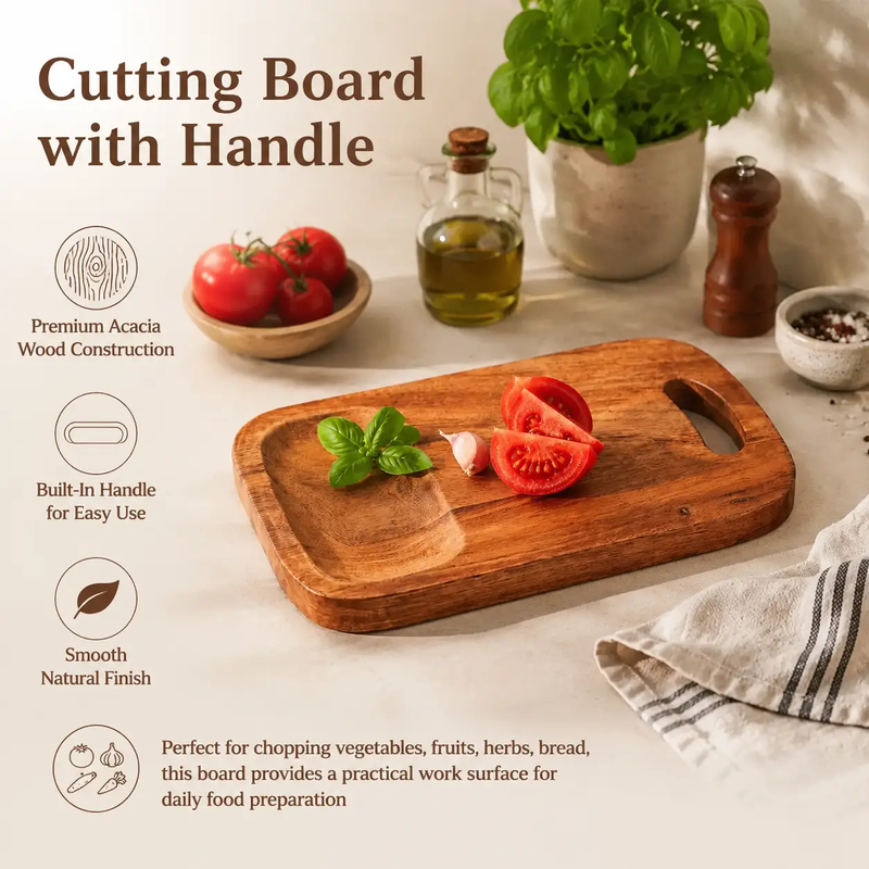 Acacia Wood Cutting Board with Built-In Handle by HouseOfZazla