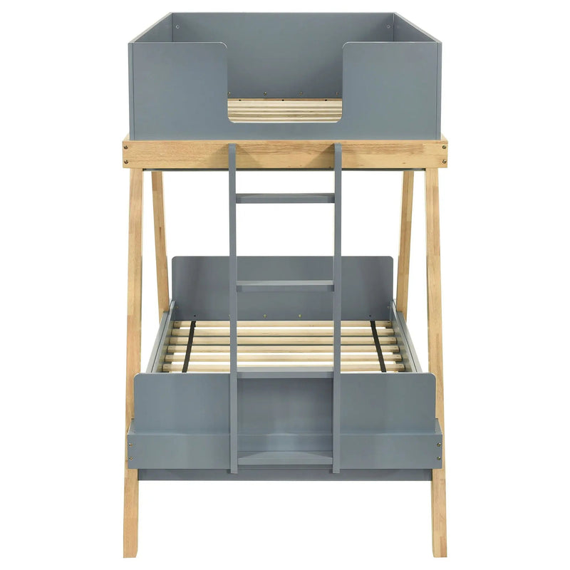 Frankie Wood Twin Over Twin Bunk Bed Blue and Natural by Unique Piece Furniture