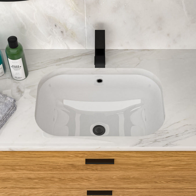 Modern Ceramic Undermount Bathroom Sink With Overflow, High Quality by HouseOfZazla