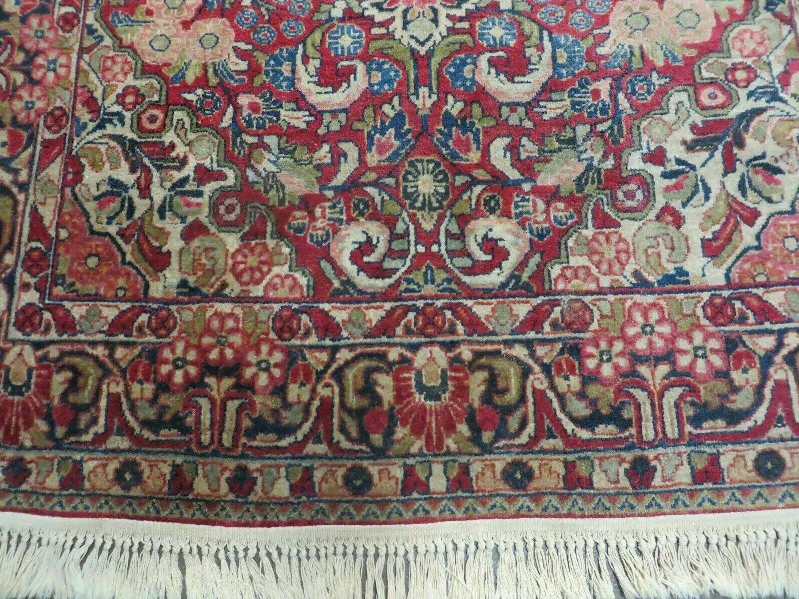 Persian Sarouk Rug 4.6 x 5, Red, Semi Antique, Floral by Jewel Rugs