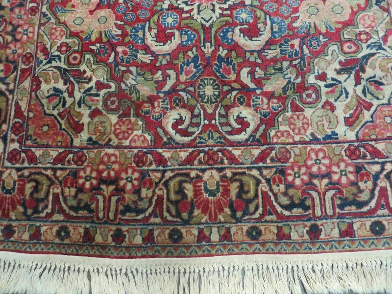 Persian Sarouk Rug 4.6 x 5, Red, Semi Antique, Floral by Jewel Rugs