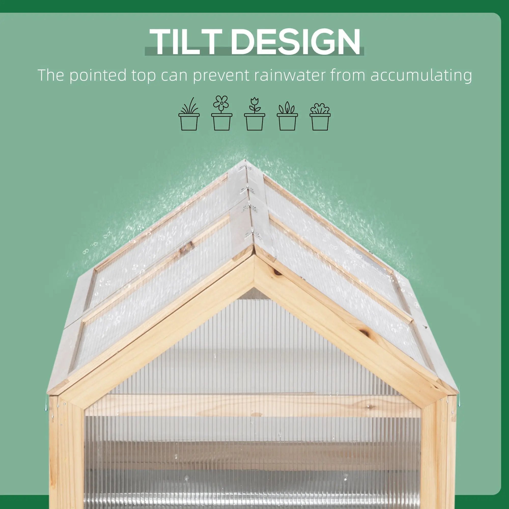 Outsunny - Raised Garden Bed With Polycarbonate Greenhouse, Wooden Garden Cold Frame Greenhouse, Flower Planter Protection, 48" x 24" x 32" - Natural by HouseOfZazla