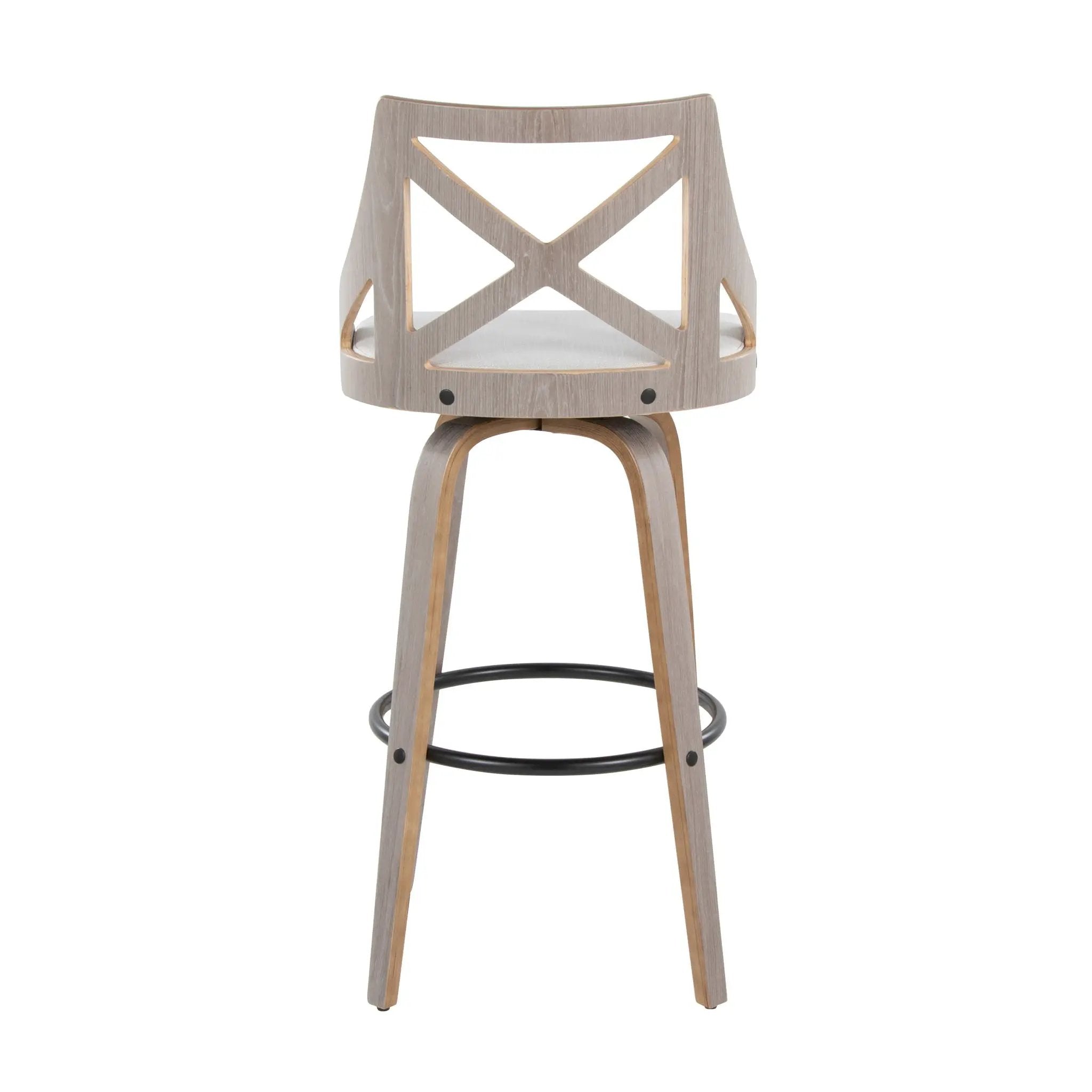 Charlotte - Farmhouse Fixed Height Barstool With Swivel & Round Footrest (Set of 2) - Light Gray / Cream by Unique Piece Furniture