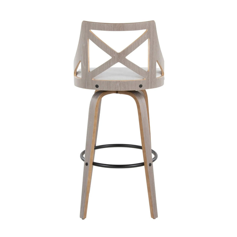 Charlotte - Farmhouse Fixed Height Barstool With Swivel & Round Footrest (Set of 2) - Light Gray / Cream by Unique Piece Furniture