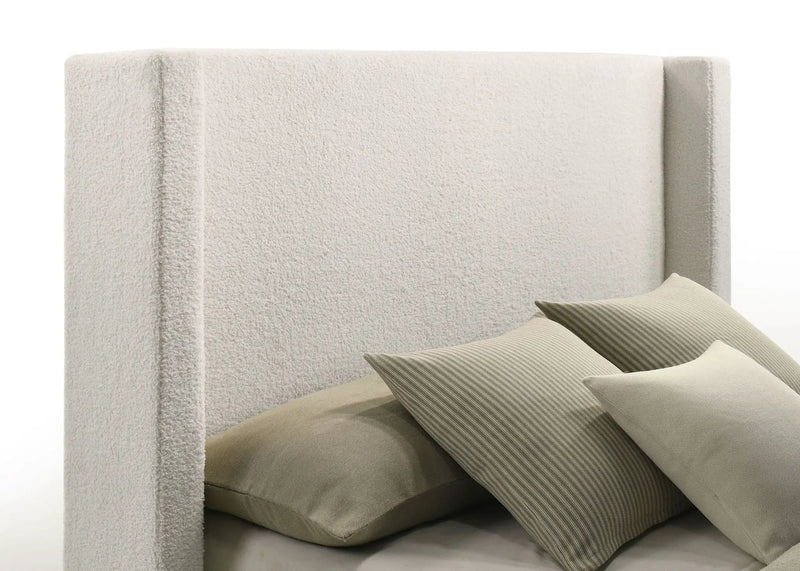 Alamosa Boucle Upholstered Eastern King Platform Bed White by Unique Piece Furniture