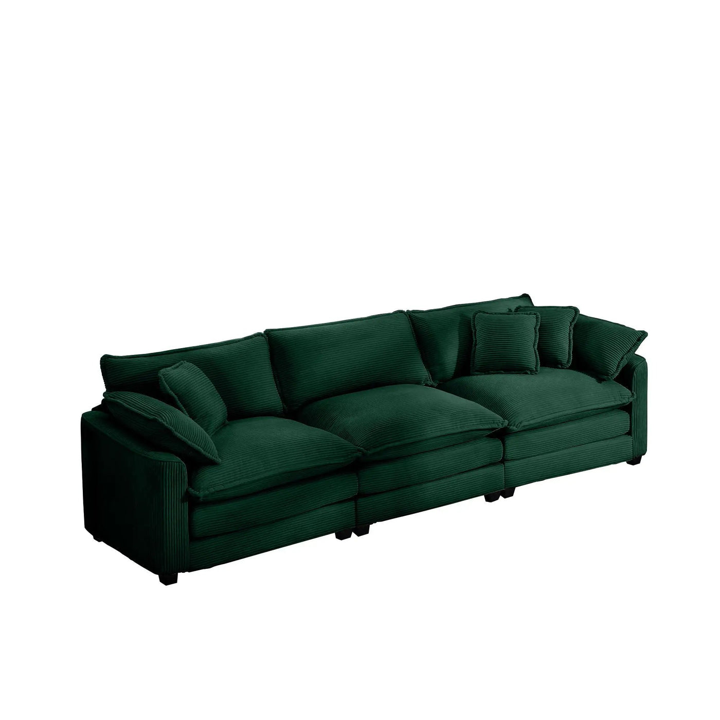 Mid-Century Modern 3 Seater Sectional Sofa With Arm And Throw Pillows by Unique Piece Furniture
