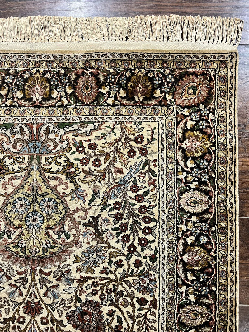 Turkish Kayseri Silk Rug 3x5, Tree of Life Silk Oriental Carpet, Birds Persian Vase Design, Hand Knotted Vintage Fine Rug, 340 KPSI by Jewel Rugs