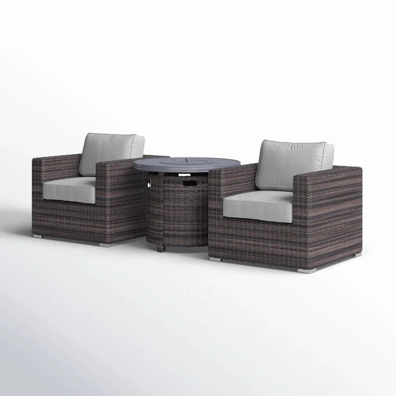 Rattan Patio Set With Comfortable Cushions And Fire Pit by HouseOfZazla