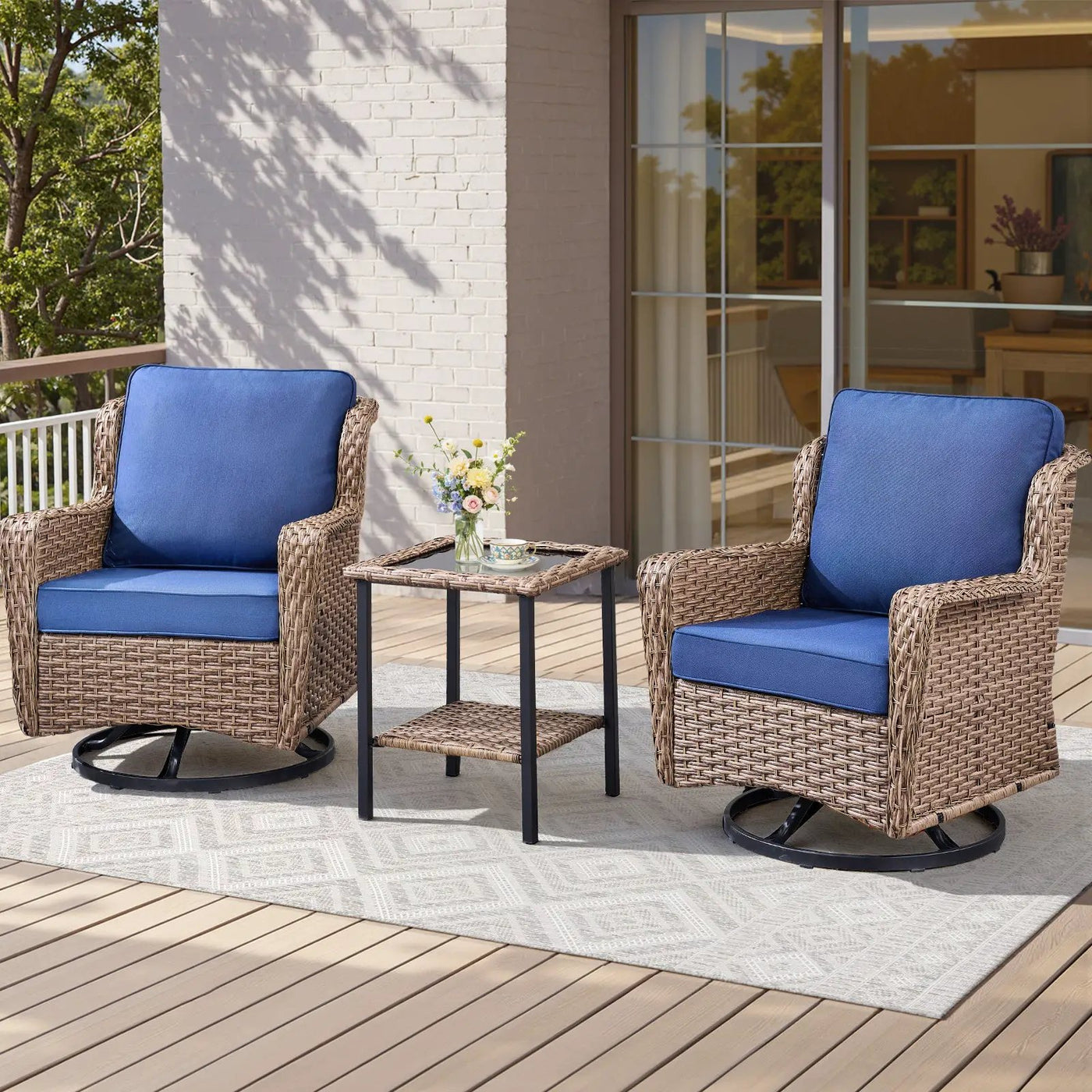 2-Person Outdoor Wicker Swivel Rocker Seating Group by HouseOfZazla