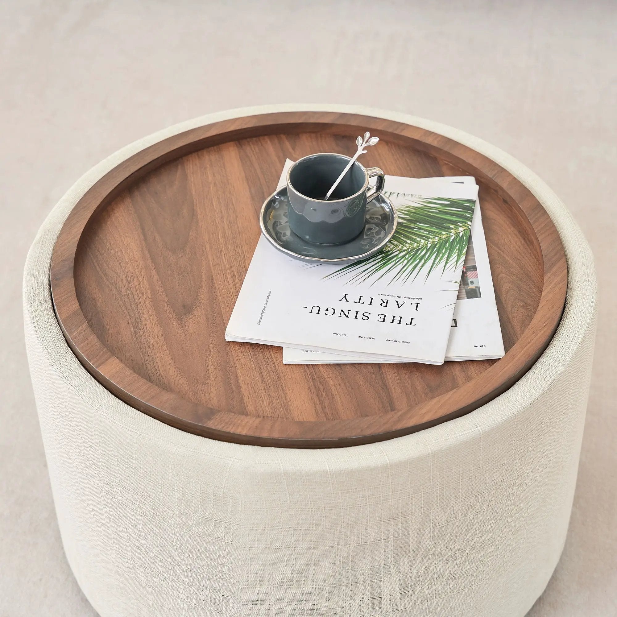 Nesting Ottomans, Round Coffee Table & Bench With Tray (Set of 2) by Unique Piece Furniture