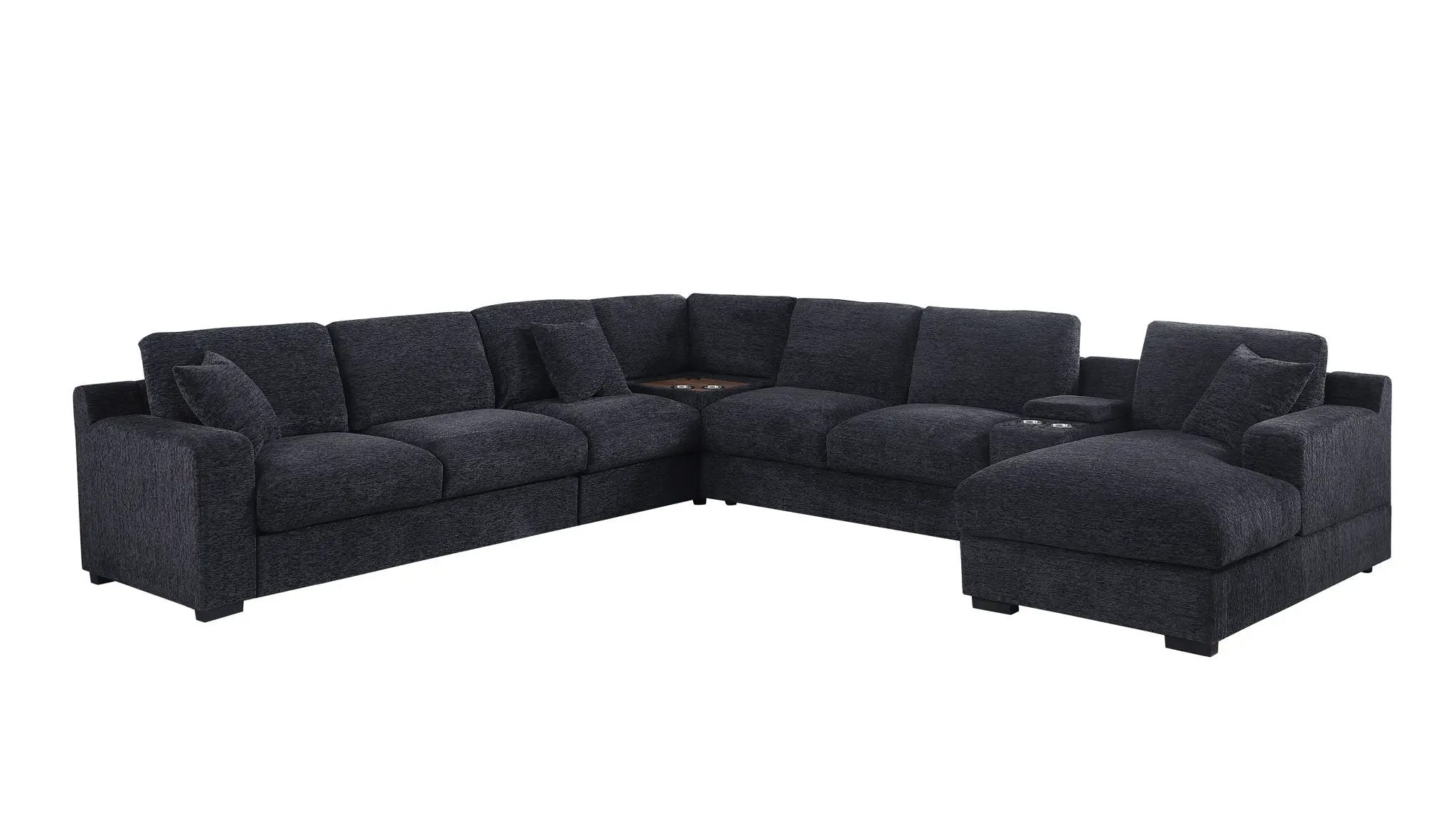 Celine - Fabric Corner Sectional Sofa With Right-Facing Chaise, Cupholders, And Charging Ports by Unique Piece Furniture