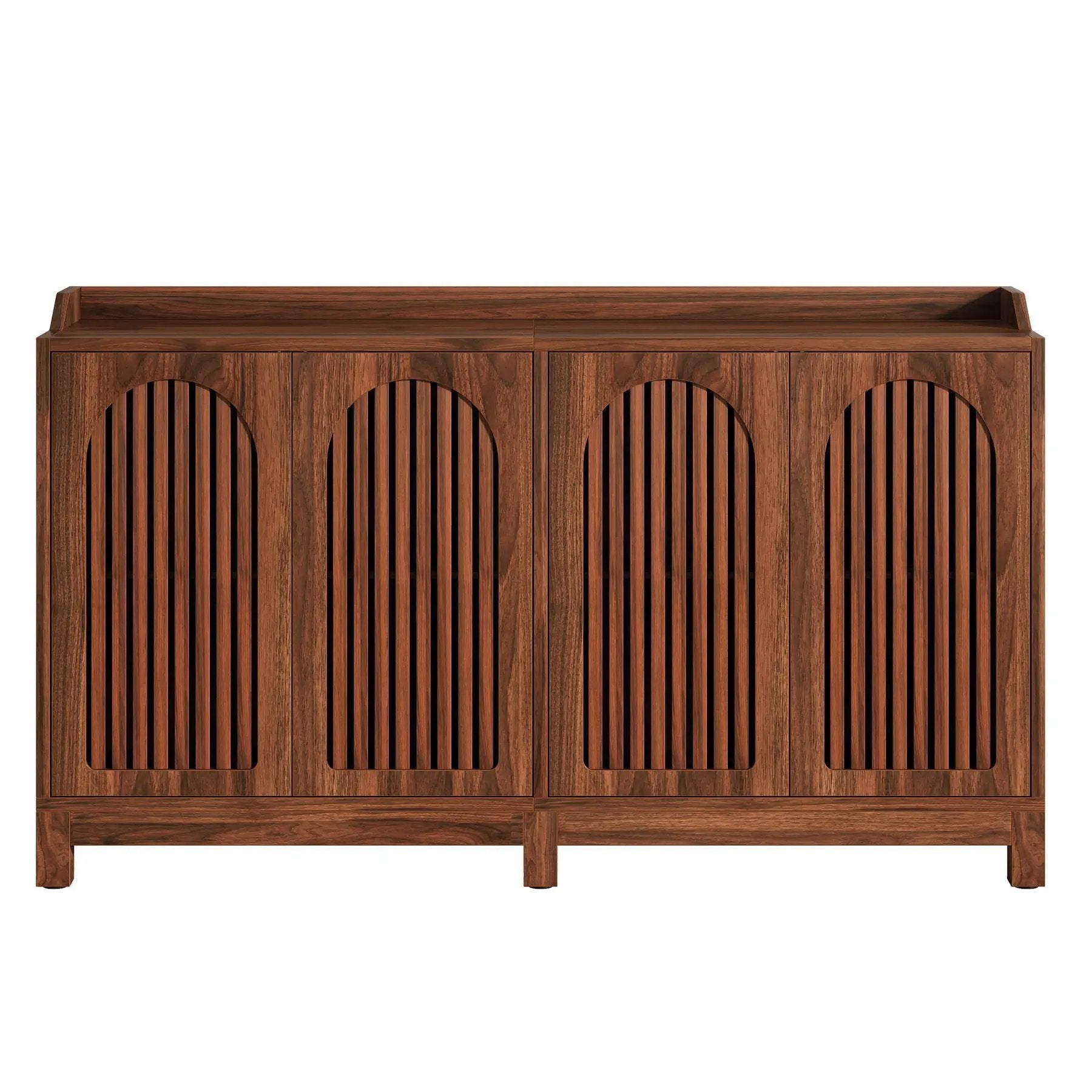 Sideboard Buffet Cabinet With 4 Doors & Shelves, Credenza Table For Dining Room - Brown by HouseOfZazla