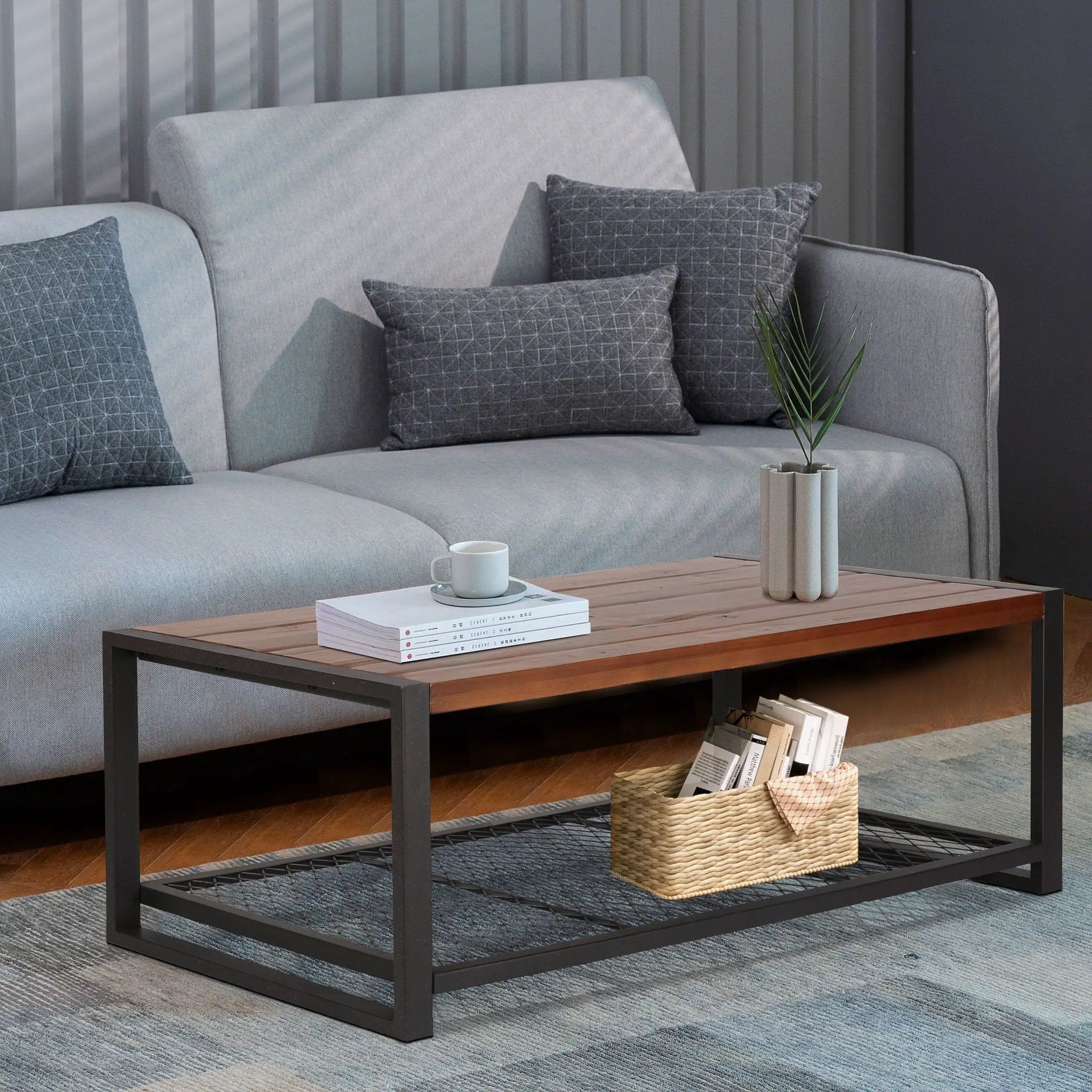 Console Coffee Table With Reclaimed Wood Finish, For Living Room - Natural by HouseOfZazla
