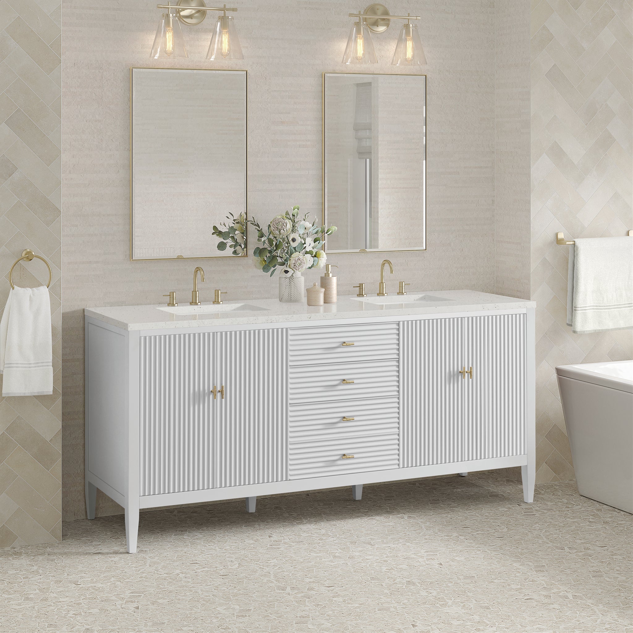 James Martin Myrrin 72" Double Bathroom Vanity, Bright White, view 33