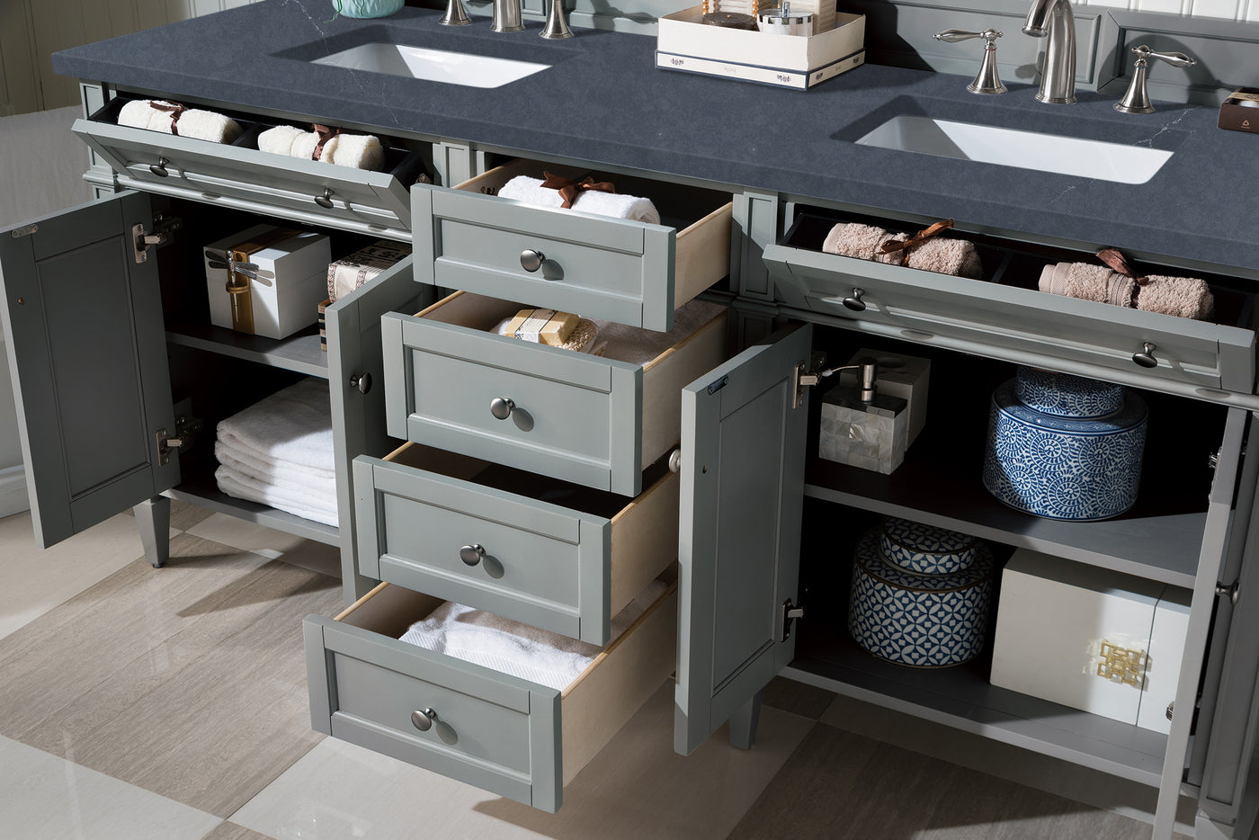 James Martin Brittany 72" Double Bathroom Vanity, Urban Gray, view 36