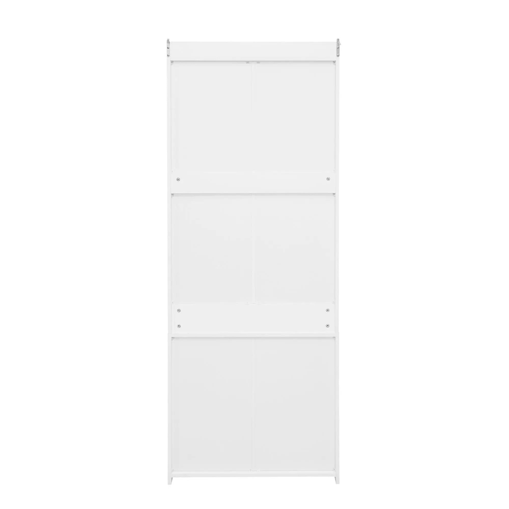 Wardrobe With 3 Drawers High Wardrobe Armoire With Rattan For Living Room Organizer - White by HouseOfZazla