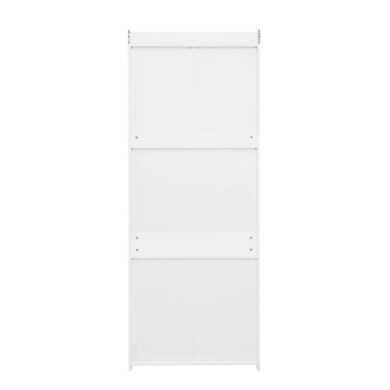 Wardrobe With 3 Drawers High Wardrobe Armoire With Rattan For Living Room Organizer - White by HouseOfZazla