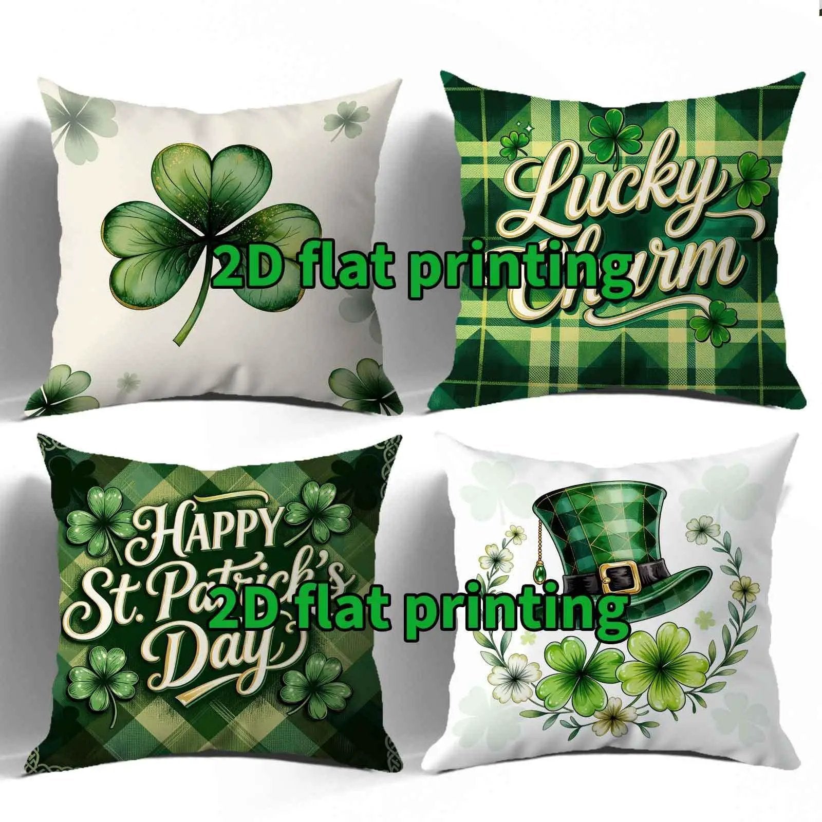 Pillow Covers - Festive Green White 4pcs by House Of Avana