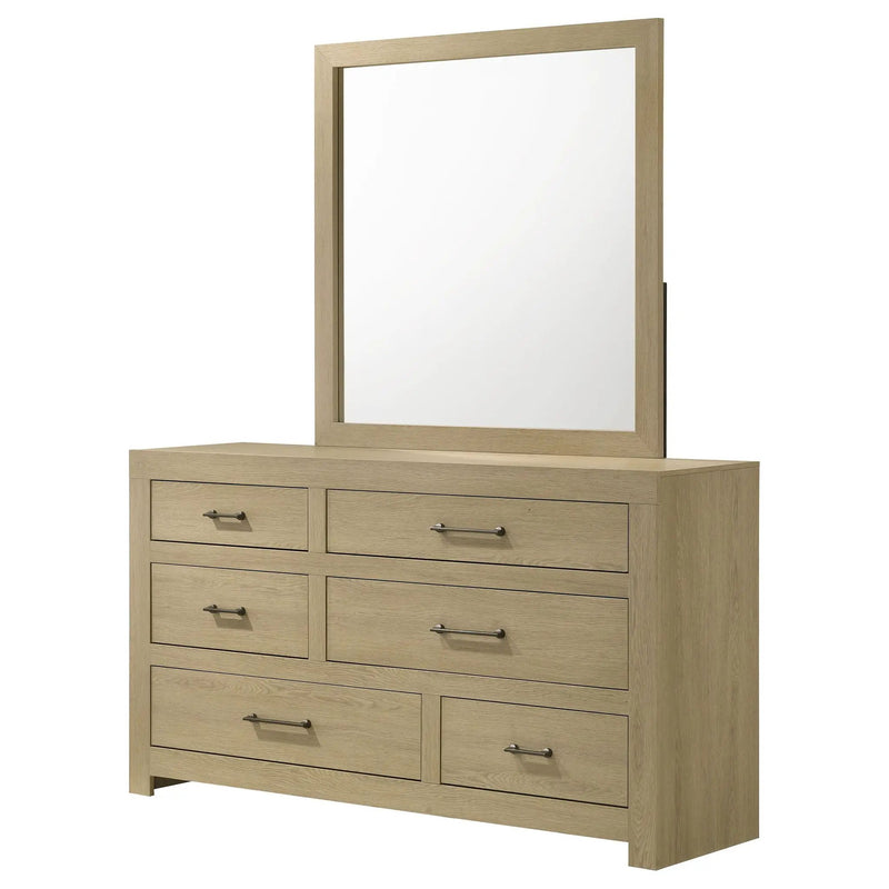 Hendricks 6-drawer Bedroom Dresser and Mirror Light Oak by Unique Piece Furniture