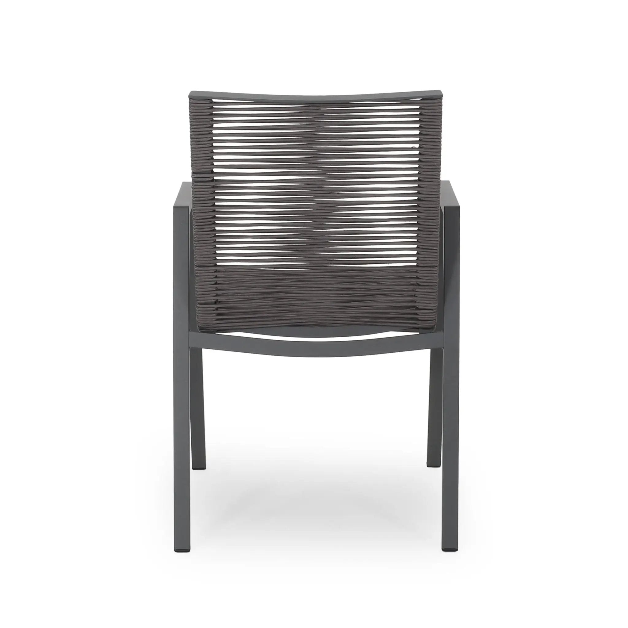Outdoor Modern Aluminum Dining Chair Set With Rope Sea (Set of 2) by HouseOfZazla