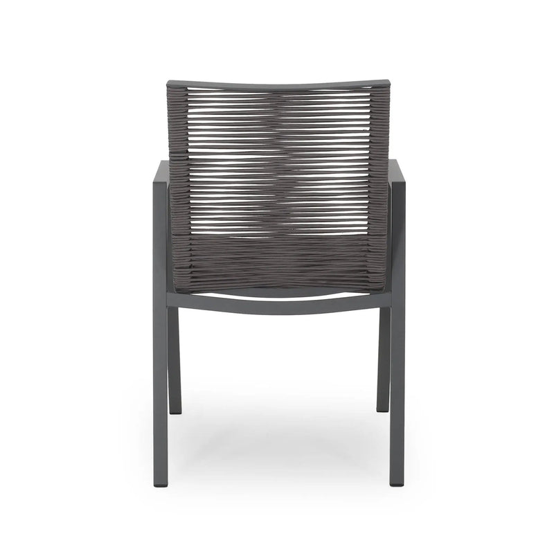 Outdoor Modern Aluminum Dining Chair Set With Rope Sea (Set of 2) by HouseOfZazla
