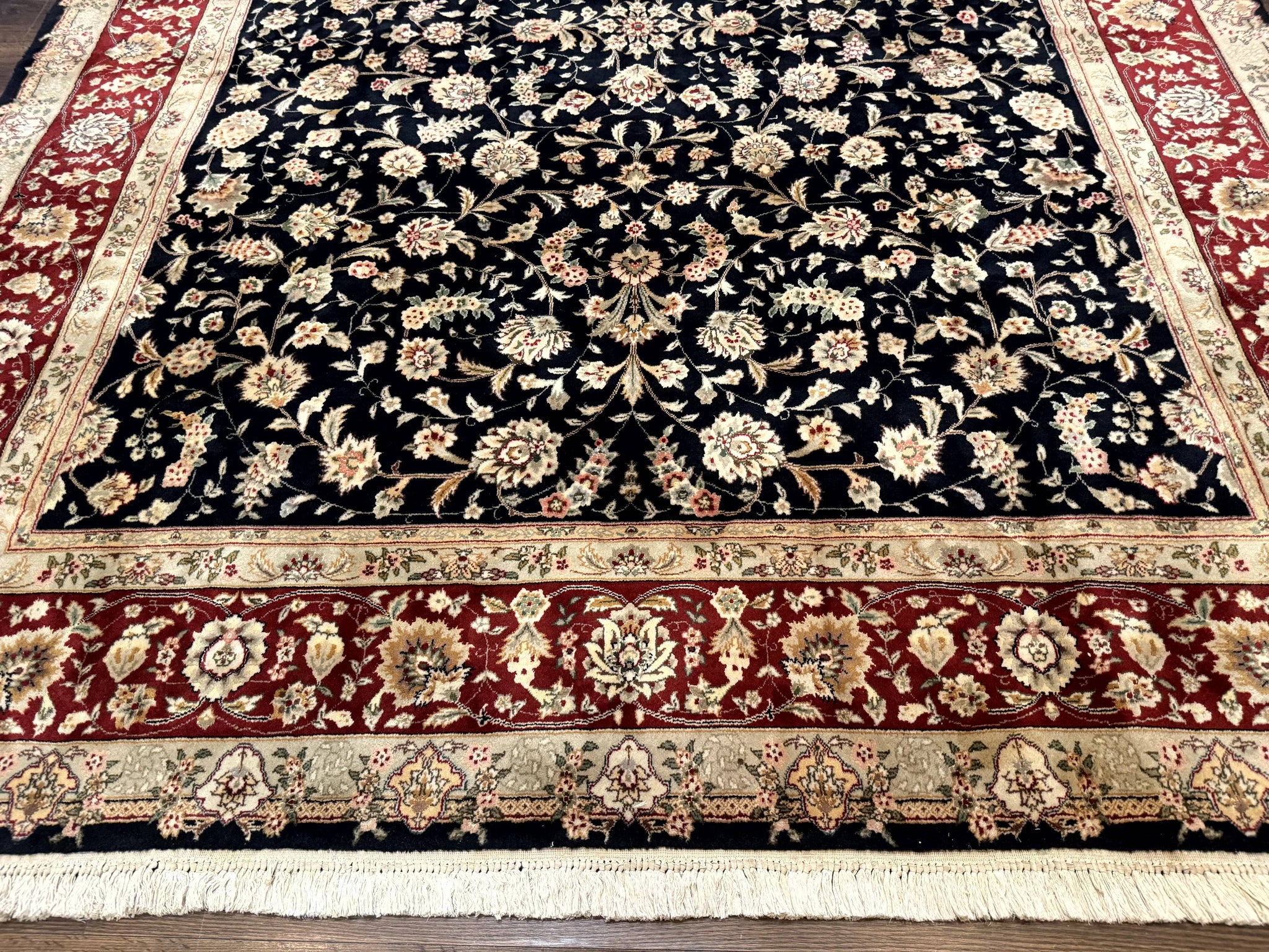 Sino Persian Rug 8x10, Black and Red, Floral Allover by Jewel Rugs