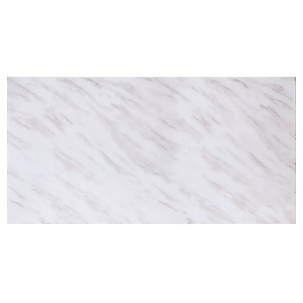 Zander - Dining Table - White Printed Faux Marble Top & Mirrored Silver by Unique Piece Furniture