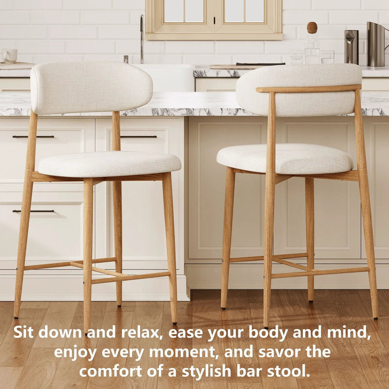 Upholstered Counter Height Bar Stools For Kitchen Island (Set of 2) - Beige by Unique Piece Furniture