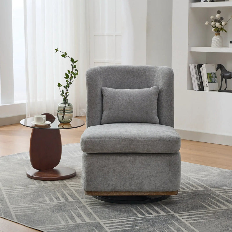 Wide Modern Cushioned Armless Metal Base 360° Swivel Chair With Pillow by Unique Piece Furniture