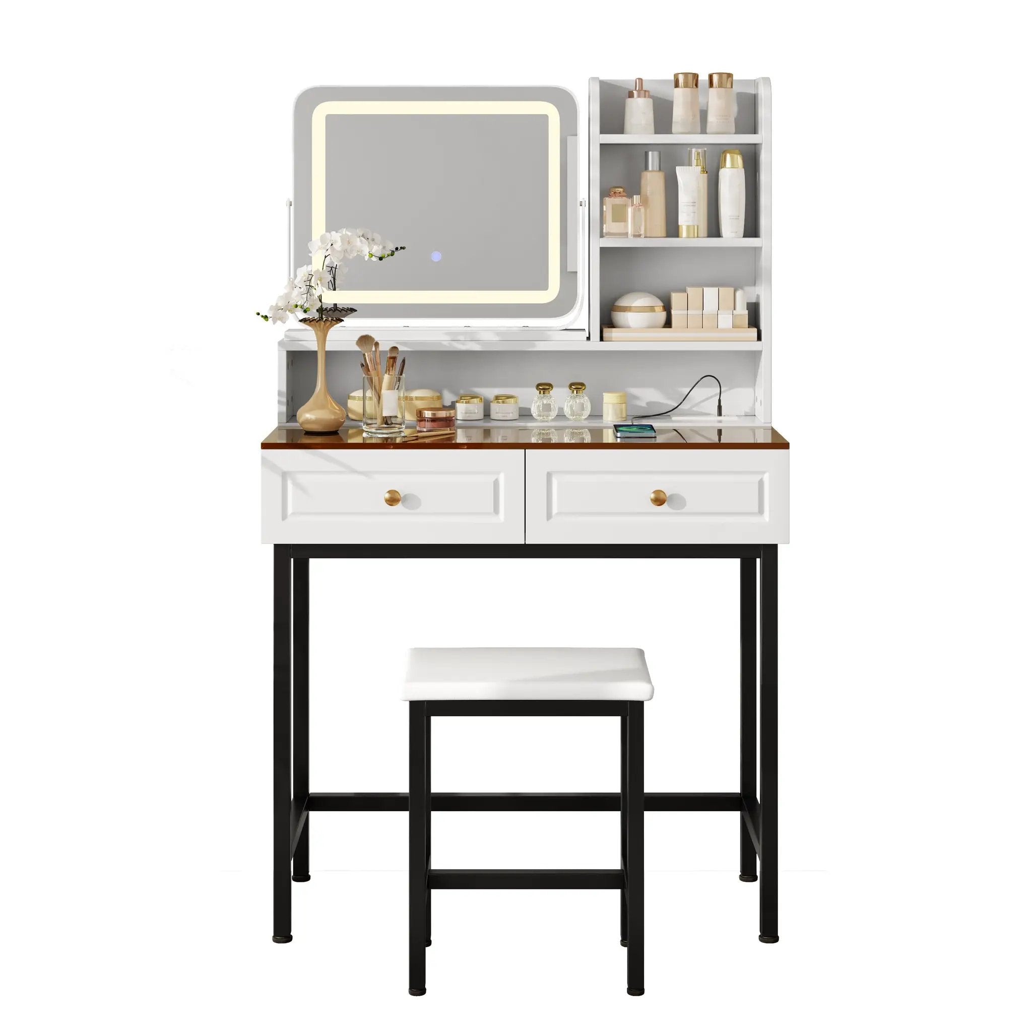 Makeup Vanity with LED Lighted Mirror by HouseOfZazla