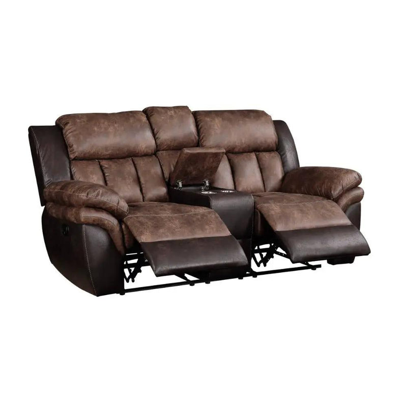 Jaylen - Motion Loveseat With Console - Toffee & Espresso Polished Microfiber by Unique Piece Furniture