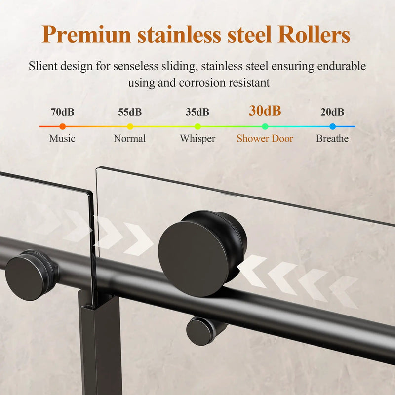 56-60" W x 76" H Stainless Steel Frameless Sliding Shower Door by HouseOfZazla