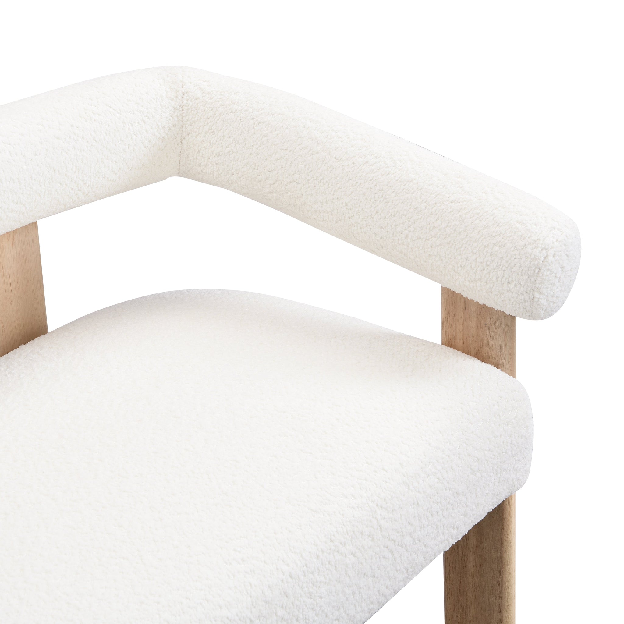 Round Armrest Loveseat (Beige + Natural) by HouseOfZazla