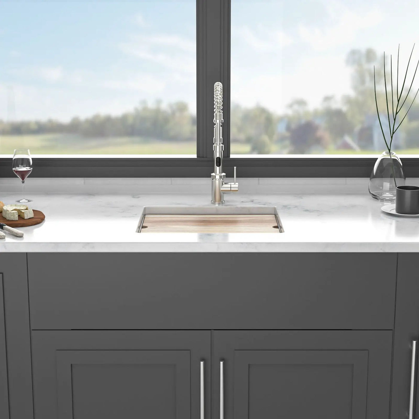 Quartz Composite Kitchen Sink With Workstation, Undermount by HouseOfZazla