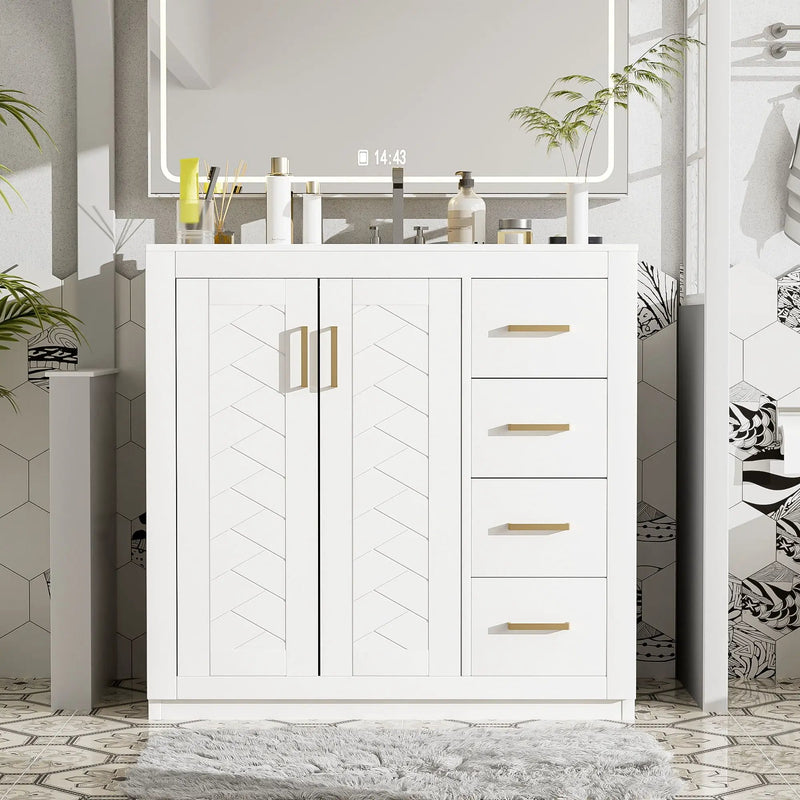 Bathroom Vanity With Sink Combo, Storage Cabinet, Freestanding Set With 3 Drawers & Soft Closing Doors by Unique Piece Furniture
